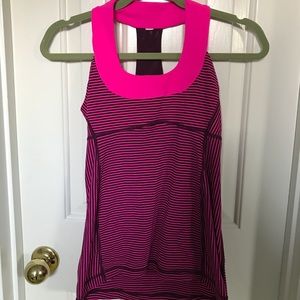 lululemon Tank (Bright Pink/Maroon Striped)